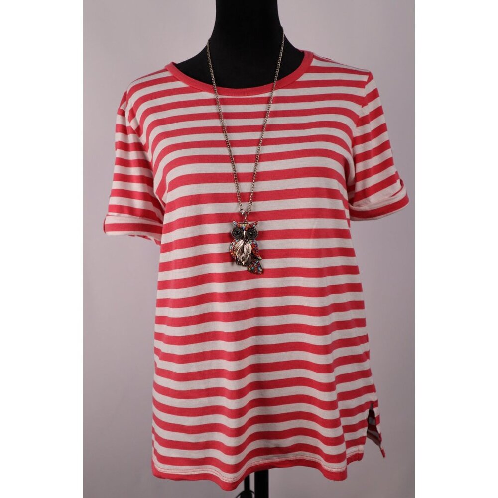 Michael Kors Pink & White Striped Shirt Sleeve‎ Tee Shirt Size Medium